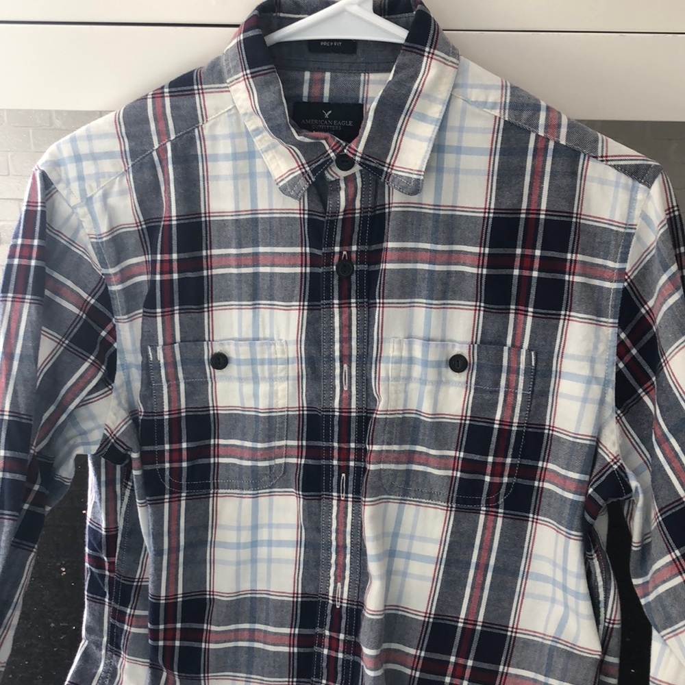 Flannel plaid American eagle button up
